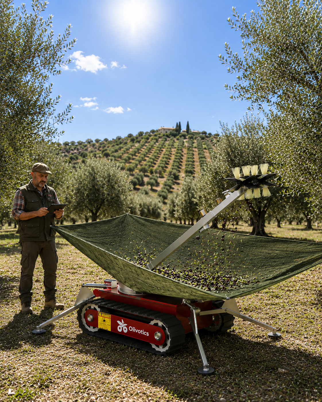Olivotics robot harvesting in an olive grove